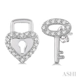 Heart Shape Lock & Key Diamond Earrings