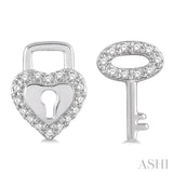 Heart Shape Lock & Key Diamond Earrings