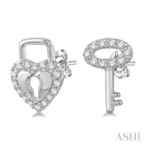 Heart Shape Lock & Key Diamond Earrings