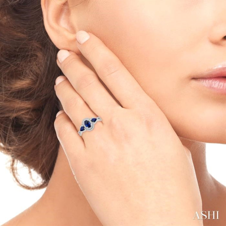 Oval & Pear Shape Gemstone & Diamond Ring