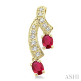 Oval Shape Gemstone & Diamond Fashion Earrings