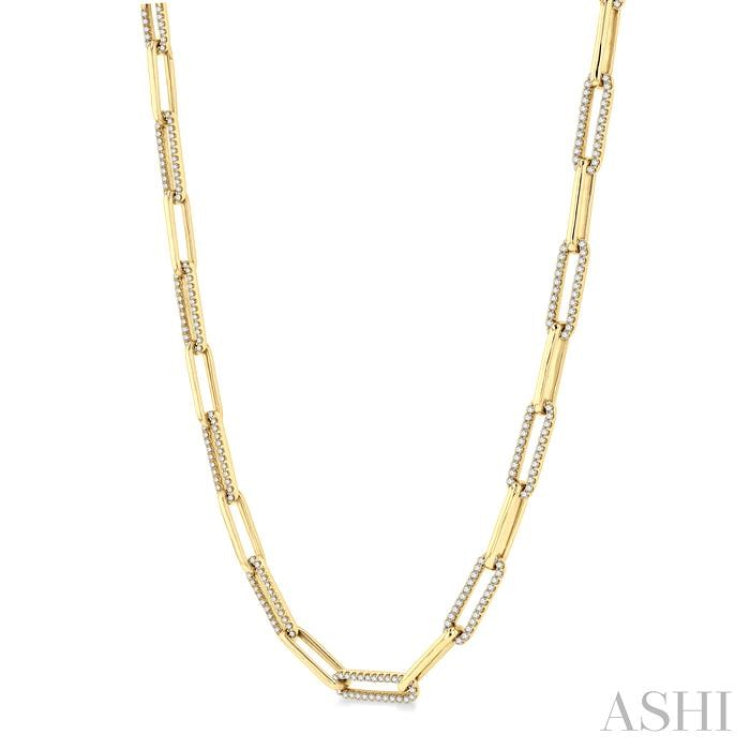 18K Yellow Gold Plated Simulated Diamond Paper Clip Chain 18
