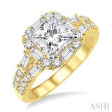 7/8 Ctw Diamond Semi-mount Engagement Ring in 14K Yellow and White Gold