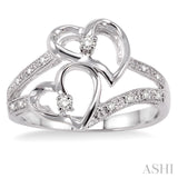 2 Stone Twin Heart Shape Diamond Fashion Ring