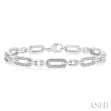 Silver Paper Clip Diamond Bracelet