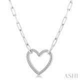 Heart Shape Silver Paper Clip Diamond Pendant