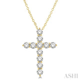 3 ctw Latin Cross Round Cut Diamond Pendant With Chain in 14K Yellow Gold