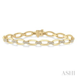 3/4 ctw Oval Open Link Round Cut Diamond Bracelet in 14K Yellow Gold