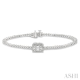 1 1/2 ctw Fusion Baguette and Round Cut Diamond Bracelet in 14K White Gold