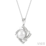 Silver Pearl & Diamond Pendant