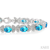 Oval Shape Silver Gemstone & Diamond Bracelet