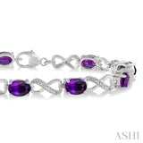 Oval Shape Silver Gemstone & Diamond Bracelet