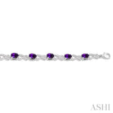 Oval Shape Silver Gemstone & Diamond Bracelet