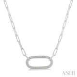 Silver Paper Clip Diamond Pendant