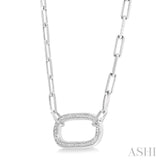 Silver Paper Clip Diamond Pendant