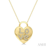 1/6 ctw Heart Lock Round Cut Diamond Pendant With Chain in 10K Yellow Gold