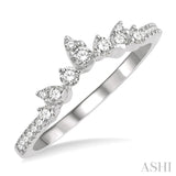 1/4 ctw Alternating Marquise and Circular Mount Round Cut Diamond Curved Wedding Band in 14K White Gold