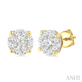 3/4 Ctw Lovebright Round Cut Diamond Earrings in 14K Yellow and White Gold