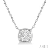1/6 Ctw Cushion Shape Pendant Lovebright Diamond Necklace in 14K White Gold